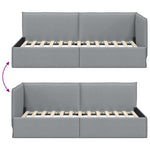 Corner Bed Frame with Headboard Light grey 90 x 200 cm Fabric 42016463