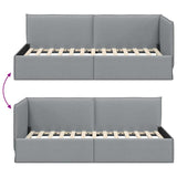 Corner Bed Frame with Headboard Light grey 100 x 200 cm Fabric 42016471