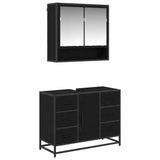 Bathroom Furniture Set 2 pcs Black Oak Engineered Wood 3402428