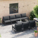 Garden Sofa Set with Cushion 8 pcs Black Steel 3378957