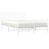 Metal Bed Frame without Mattress with Footboard White 135x190cm 374503