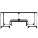 Coffee Table with Black Glass Top 98.5x50x45 cm Steel 846015
