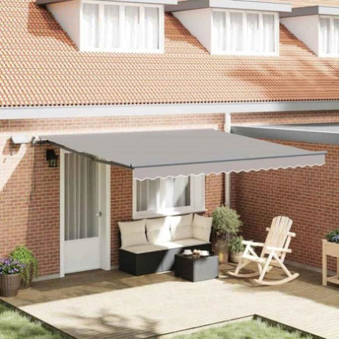 Retractable Awning Manual Light grey 400 x 350 cm Fabric 3330804