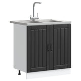 Sink Base Cabinet Lucca 2 pcs Black Engineered Wood 3315012
