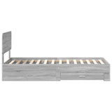 Bed Frame with Drawer Grey Sonoma 90 x 190 cm Engineered Wood 3412432