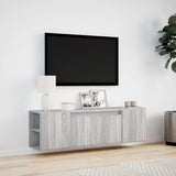 TV Wall Cabinet with LED Lights Grey Sonoma 135x31x39.5 cm 852388