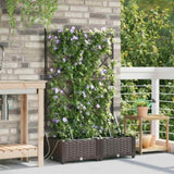 Garden Planter 2 pcs Brown 80 x 40 x 126 cm PP 42002827