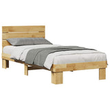 Bed Frame with Headboard without Mattress 100x200 cm Solid Wood Oak 3315720