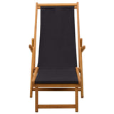 Folding Sun Lounger 3 Position Solid Eucalyptus Wood Black 42024920