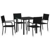Garden Dining Set with Cushion 5 pcs Black Poly Rattan 3380037