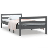Bed Frame without Mattress Grey 90x200 cm Solid Wood Pine 821626