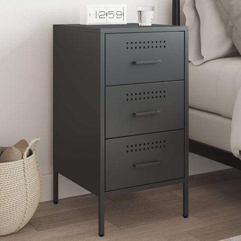 ZNTS Bedside Cabinet Black 36x39x68 cm Steel 843078