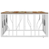Coffee Table Silver Stainless Steel and Solid Wood Reclaimed 350064