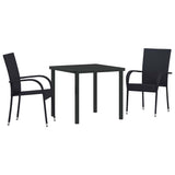 Garden Dining Set 3 pcs Black Powder-Coated Steel 3379401