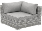 Outdoor PE Rattan Corner Sofa, Garden Wicker Furniture Single Sofa Chair w/ Cushions, Light Grey T3398P325339