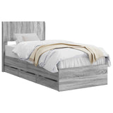 Bed Frame with Storage and Headboard Grey Sonoma 90 x 200 cm 3414512
