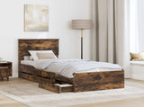 Bed Frame with Drawer Smoked Oak 75 x 190 cm Engineer Wood 3410760