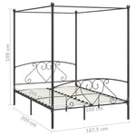 ZNTS 284444 Canopy Bed Frame without Mattress Grey Metal 160x200 cm