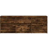 TV Cabinet with LED Smoked Oak 140x34x50 cm Engineered Wood 3307923