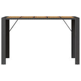 Garden Bar Table with Acacia Wood Top Black 185x80x110 cm Poly Rattan 368700