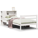 ZNTS Bookcase Bed without Mattress White 100x200 cm Solid Wood Pine 3322220