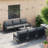 Garden Sofa Set with Cushion 7 pcs Black Steel 3378956