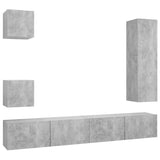 5 Piece TV Cabinet Set Concrete Grey Engineered Wood 3079117