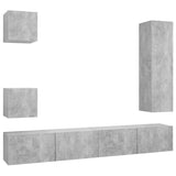 5 Piece TV Cabinet Set Concrete Grey Engineered Wood 3079117