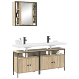 Bathroom Furniture Set with Shelf 3 pcs Brown Engineered wood 3345147