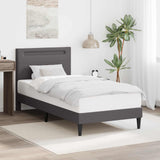 Bed Frame with LED Strip Lights Grey 90 x 190 cm Faux Leather 42028036