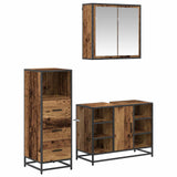 Bathroom Furniture Set with Door 3 pcs Old Wood Engineered Wood 3402524