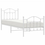 Metal Bed Frame without Mattress with Footboard White 90x200cm 353499
