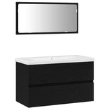 Bathroom Furniture Set 3 pcs Black Oak Engineered Wood 3334352
