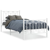Metal Bed Frame without Mattress with Footboard White 90x190cm 376187