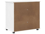 Rolling Cabinet White 63.5 x 39 x 79 cm Solid Pine Wood 42028361