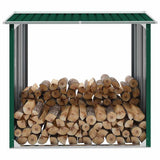 Log Storage Shed Galvanised Steel 172x91x154 cm Green 47080