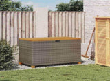 Garden Storage Box Grey 110x55x63 cm Poly Rattan Acacia Wood 366286