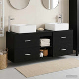 Bathroom Cabinet Set 3 pcs Black Oak 49.5 x 41 x 63 cm 3405820