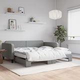 Daybed with Trundle and Mattresses Light Grey 90x190 cm Fabric 3196887