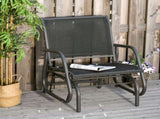 Outdoor Garden Glider Chair, Metal Frame Single Armchair Swing Seater w/ Breath Mesh Fabric Seat, T3398P325088