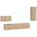 4 Piece TV Cabinet Set Sonoma Oak Engineered Wood 3114336