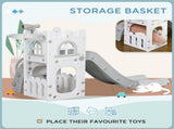 4 in 1 Toddler Slide with Basketball Hoop, Climber, Telescope, Storage Basket, for Ages 1-3 Years, T3398P379004