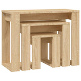 ZNTS Nesting Tables 3 pcs Sonoma Oak Engineered Wood 808606