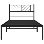 ZNTS Metal Bed Frame without Mattress with Headboard Black 90x200cm 372172