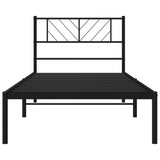 ZNTS Metal Bed Frame without Mattress with Headboard Black 90x200cm 372172