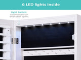 Jewelry Cabinet Mirror and LED Lights, Lockable Makeup Cosmetics Jewellery Organiser, Mirror T3398P342952