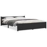 Bed Frame without Mattress Black Solid Wood 135x190 cm Double Double 815023