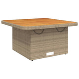 Garden Table Beige 80x80x71 cm Poly Rattan and Acacia Wood 368271