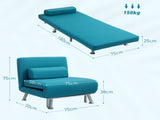 Single Linen-Feel Sleeper Chair - Dark Blue T3398P341325