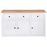 Sideboard White 135x40x80 cm Solid Pinewood Panama Range 282705